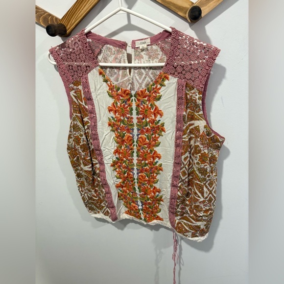 Anthropologie TINY Embroidered Floral Sleeveless Boho Chic Top Size XL - Picture 5 of 9